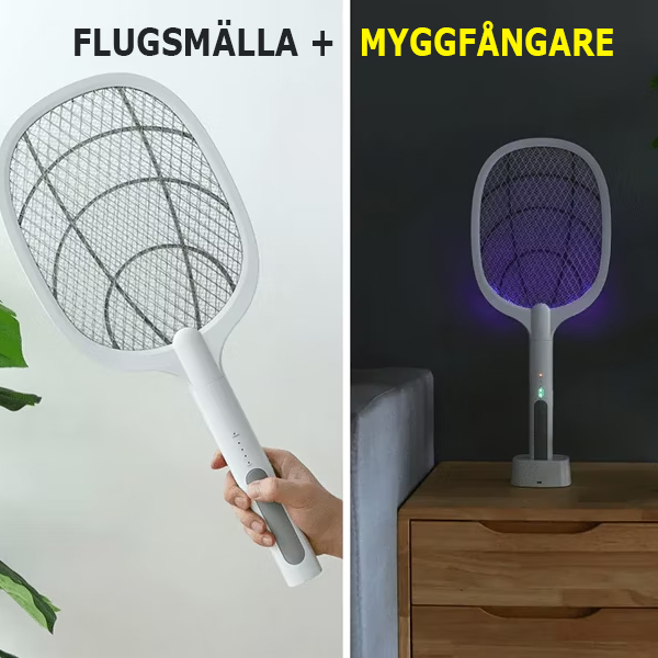 2-in-1 Flugsmälla + Nattlampa som dödar myggor - Uppladdningsbar + Trådlös